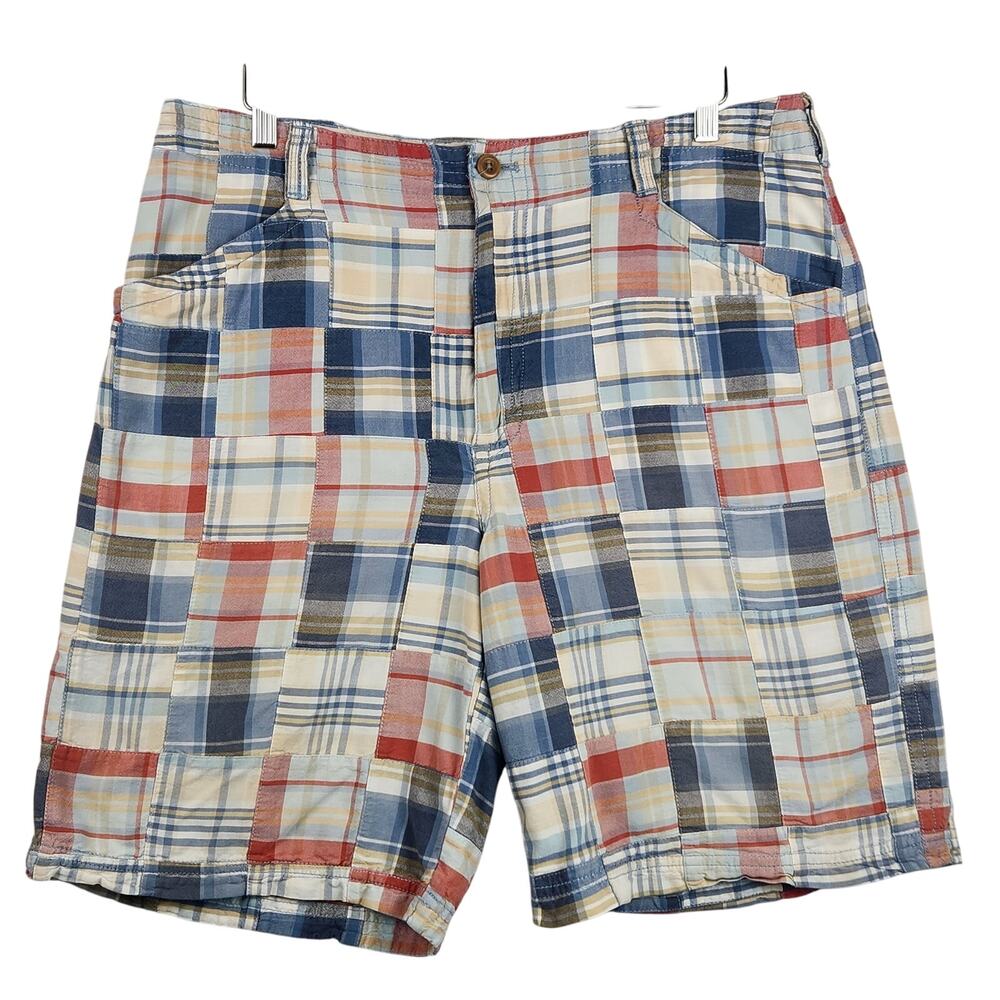 IZOD Luxury Sport Shorts  Vintage Men’s 36 Multicolor Madras Patchwork Plaid